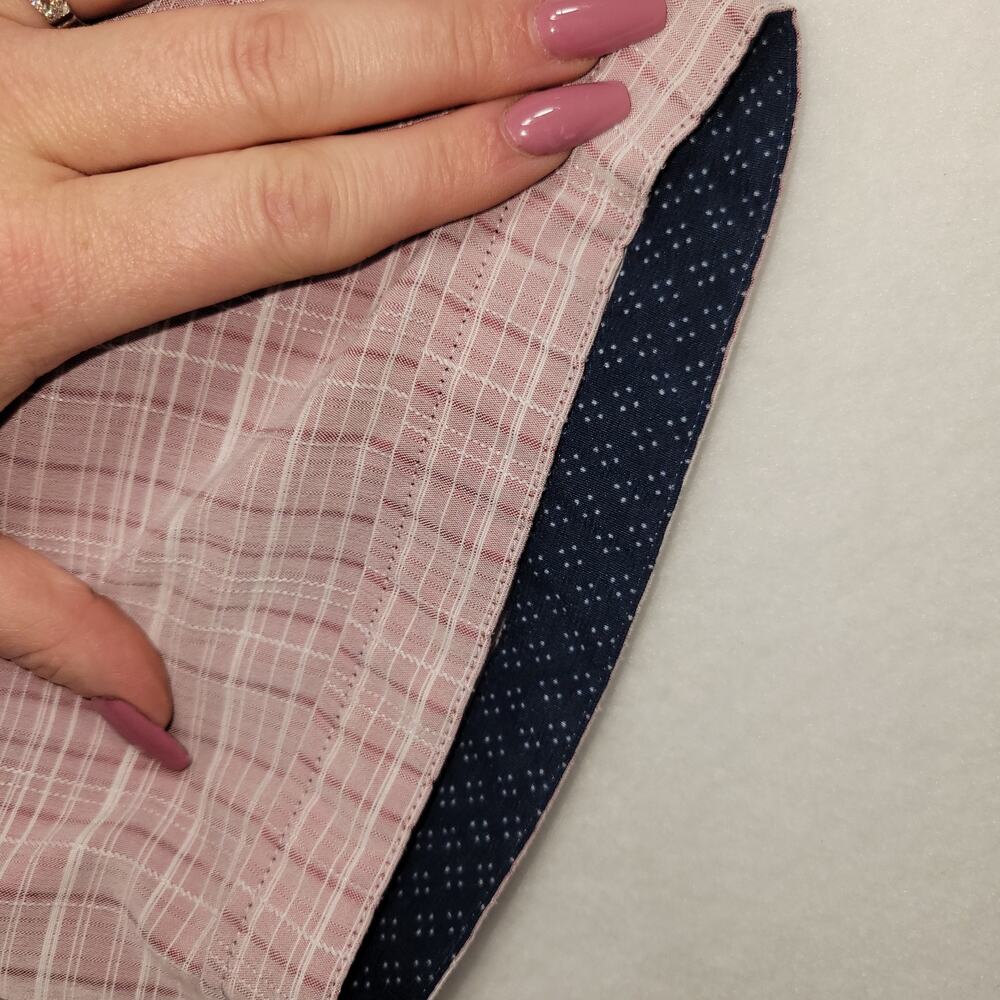 Bruno Sueded Button Down Shirt Mens Large Pink Plaid Short Sleeve - Picture 6 of 8